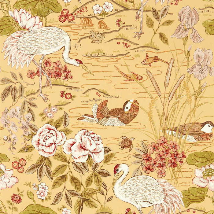 Crane & Frog Honey/Olive Wallpaper