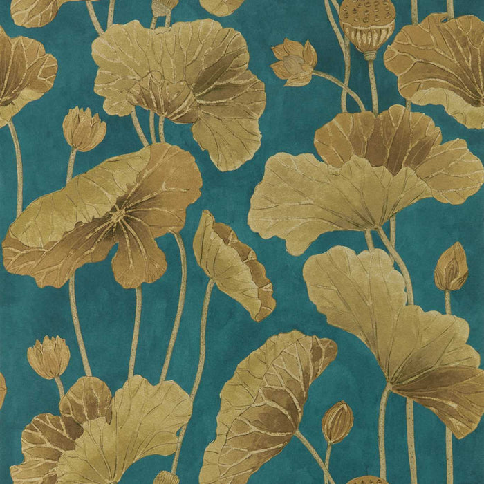 Lotus Leaf Midnight/Copper Wallpaper