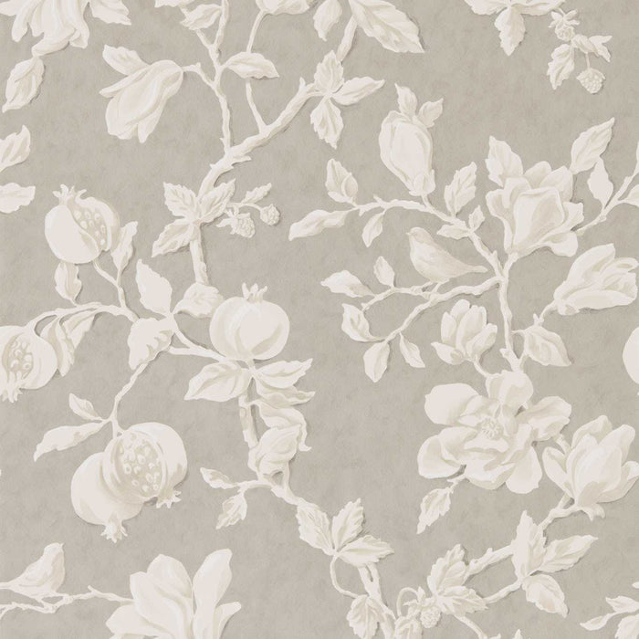 Magnolia & Pomegranate Silver/Linen Wallpaper