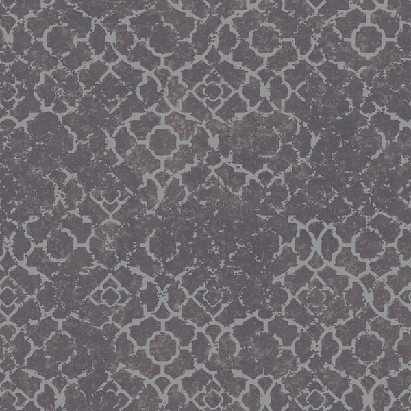 Galerie Aged Quatrefoil Wallpaper Purple DWP0246-01