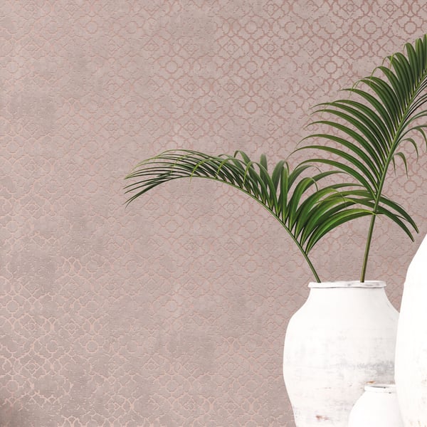 Galerie Aged Quatrefoil Wallpaper Soft Pink DWP0246-04