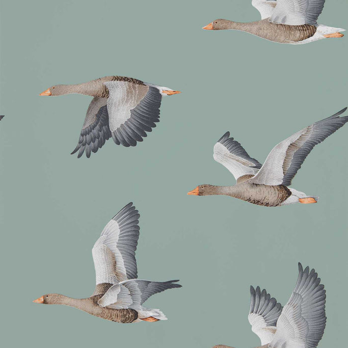 Elysian Geese Blue Clay Wallpaper