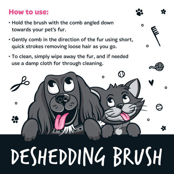 Bugalugs Deshedding Brush in Black for Dogs, Cats, Horses & Other Pets