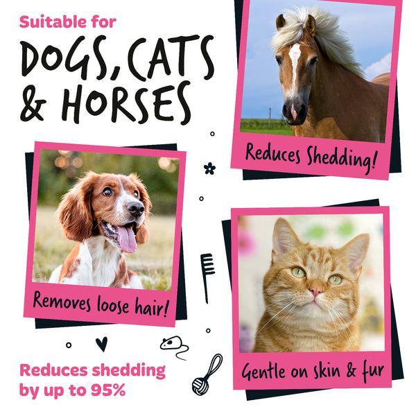Bugalugs Deshedding Brush in Black for Dogs, Cats, Horses & Other Pets