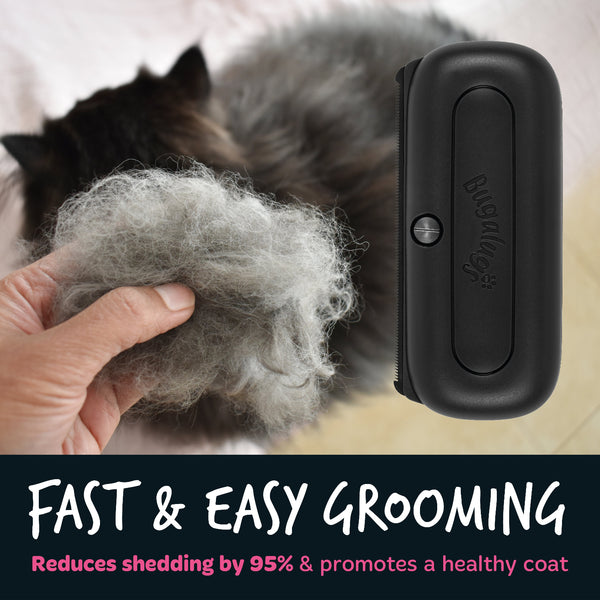 Bugalugs Deshedding Brush in Black for Dogs, Cats, Horses & Other Pets