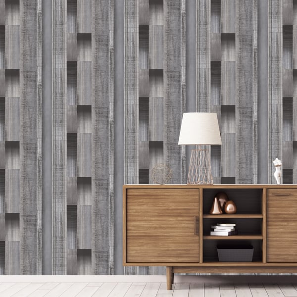 Galerie Agen Stripe Wallpaper Charcoal G56571