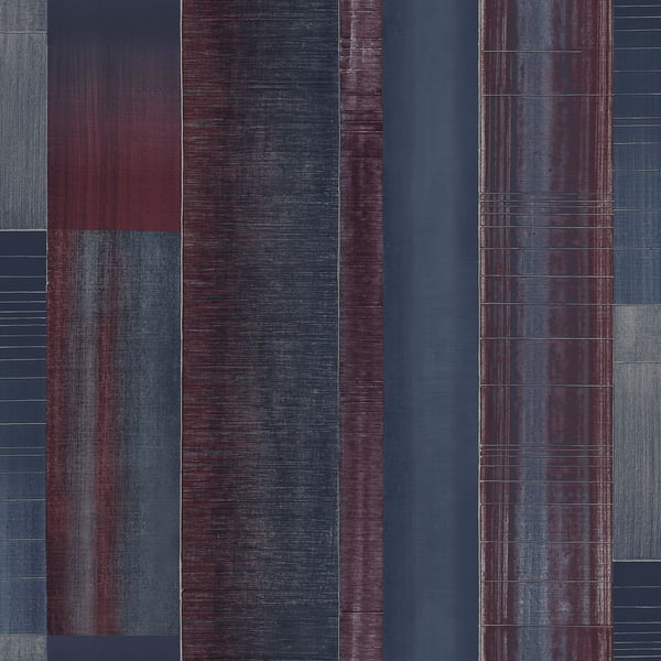 Galerie Agen Stripe Wallpaper Blue/Maroon G56573