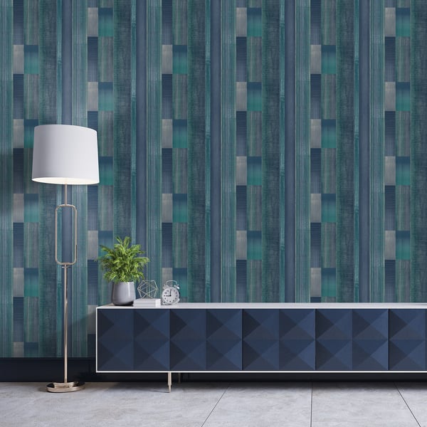 Galerie Agen Stripe Wallpaper Blue G56575