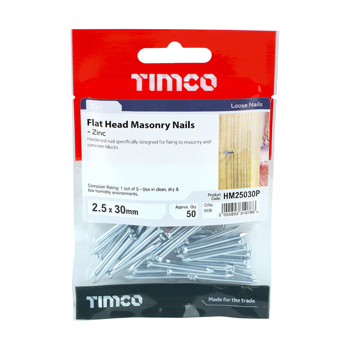 Timco Masonry Nail 2.5 x 30 - 50 PCS