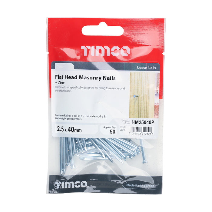 Timco Masonry Nail 2.5 x 40 - 50 PCS