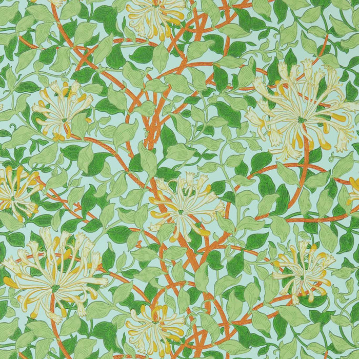 Morris & Co Honeysuckle Sky/Burnt Orange Wallpaper