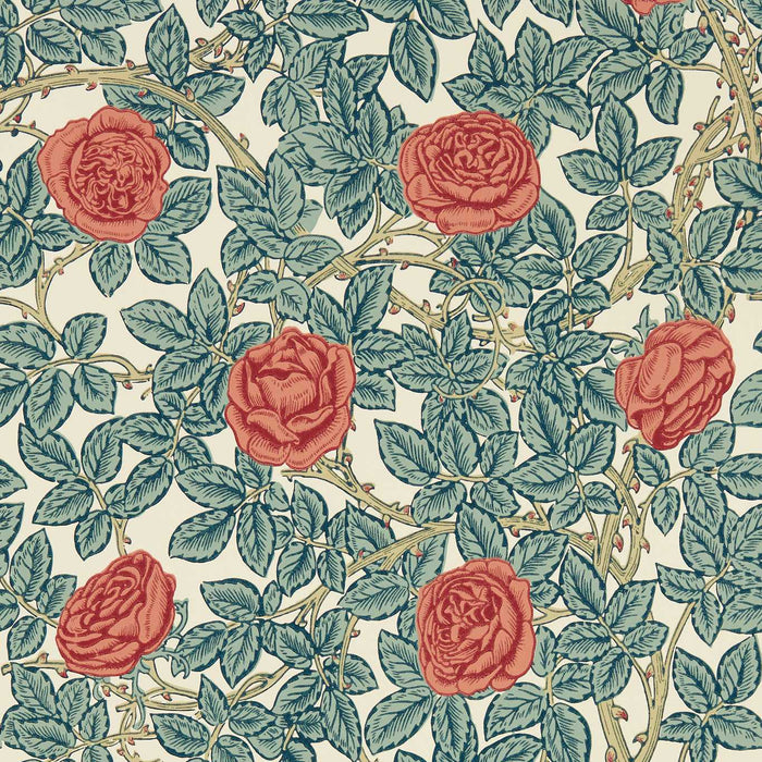 Rambling Rose Emery Blue/Spring Thicket Wallpaper