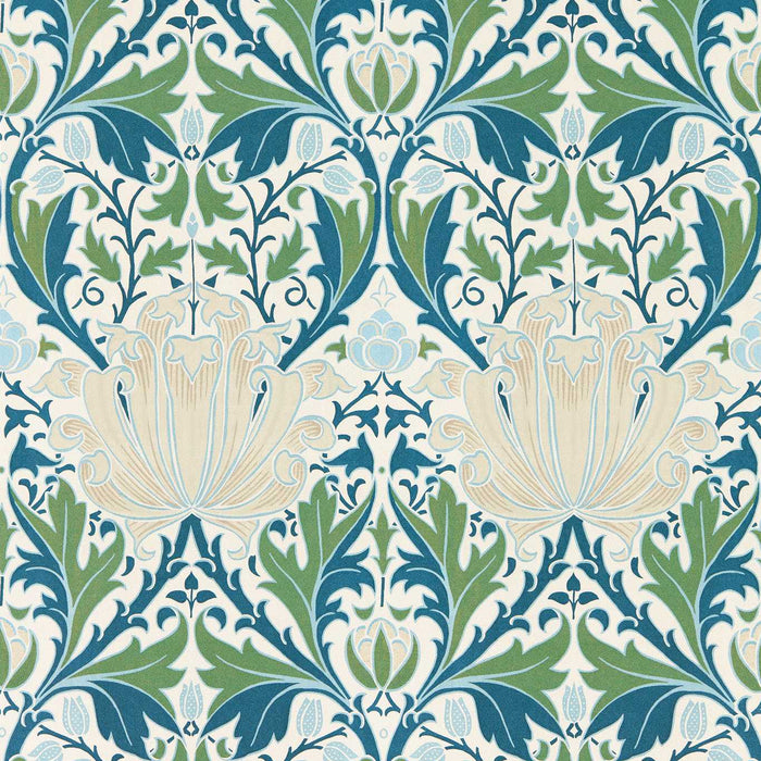 Morris & Co Helena Indigo/Forest Wallpaper