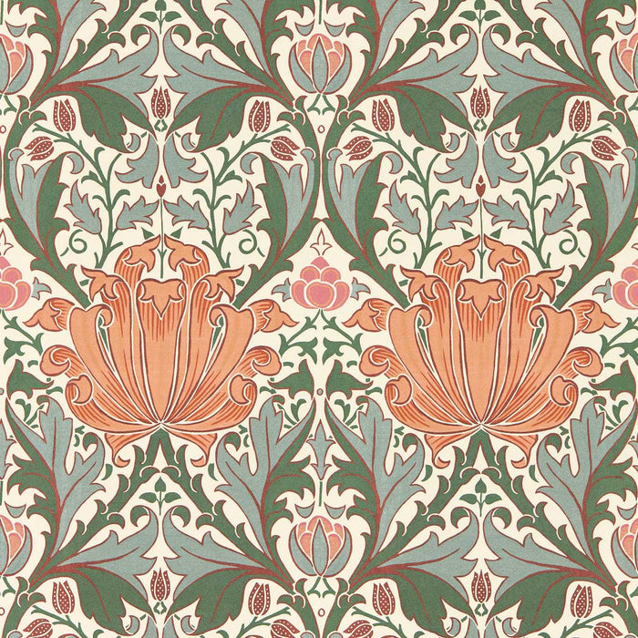 Morris & Co Helena Peach/Teal Wallpaper