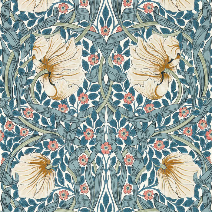 Morris & Co Pimpernel Woad/Coral Wallpaper