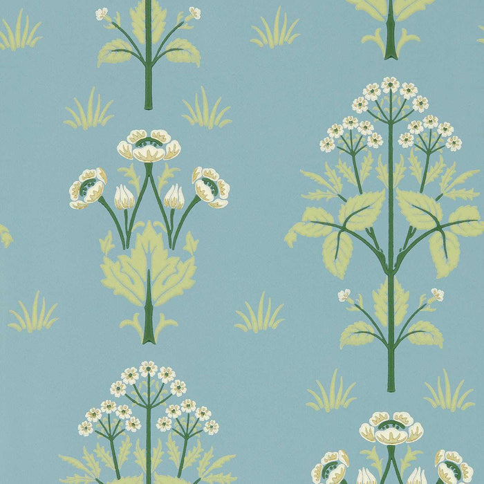 Morris & Co Meadow Sweet Mineral Blue Wallpaper