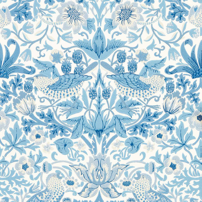 Morris & Co Simply Strawberry Thief Woad Wallpaper