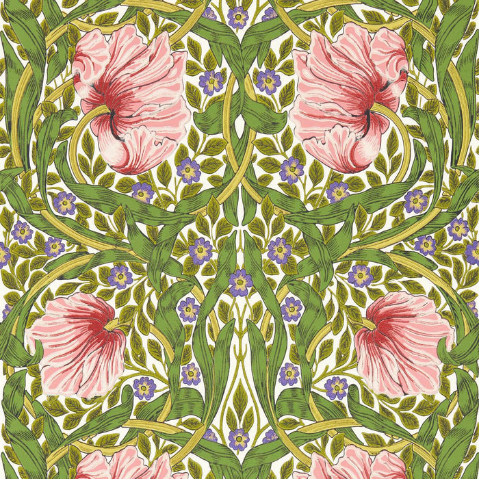 Morris & Co Pimpernel Sap Green/Strawberry Wallpaper