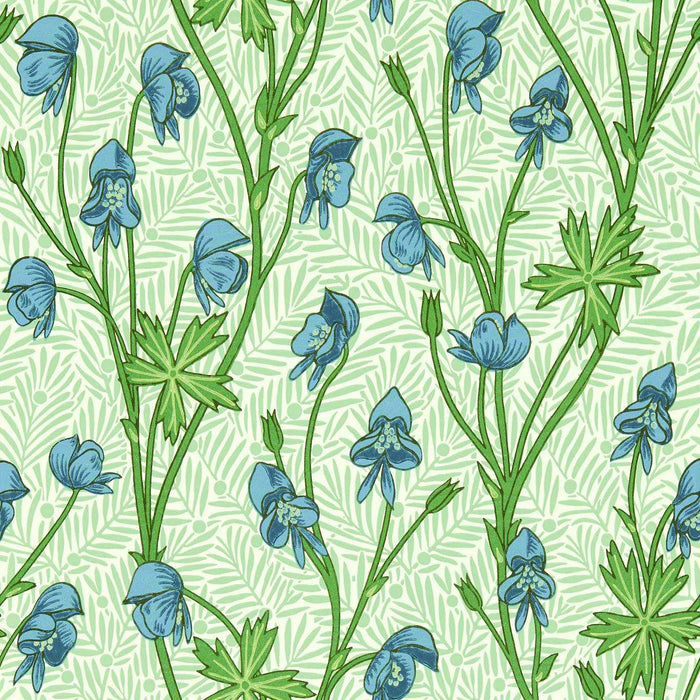 Morris & Co Monkshood Cobalt/Goblin Green Wallpaper