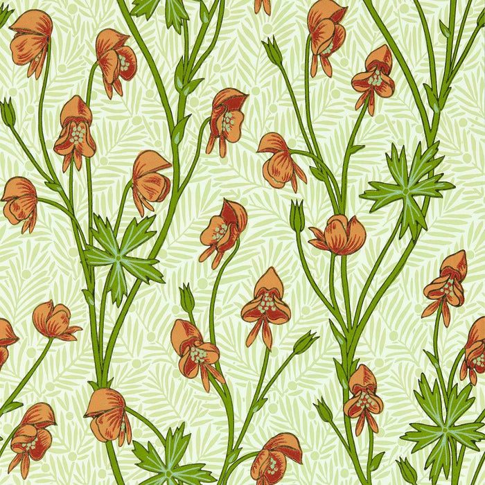 Morris & Co Monkshood Tangerine/Sage Wallpaper