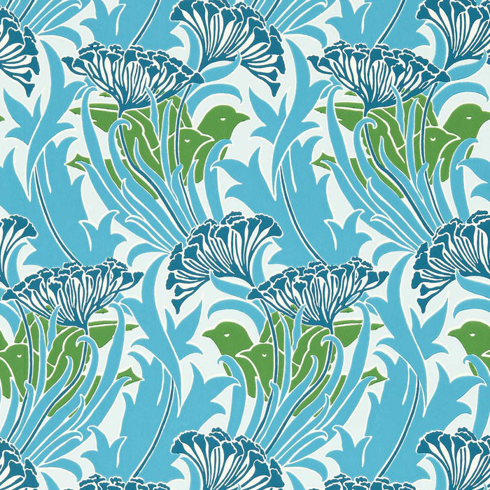 Morris & Co Laceflower Garden Green/Lagoon Wallpaper