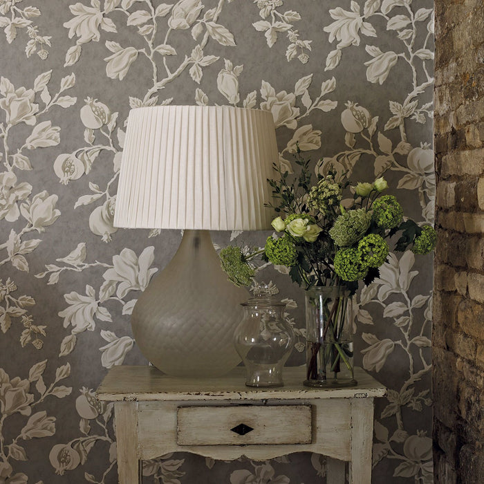 Magnolia & Pomegranate Silver/Linen Wallpaper