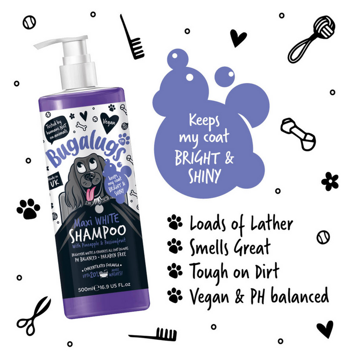 Bugalugs Maxi White Whitening Dog Shampoo with Pineapple & Passionfruit