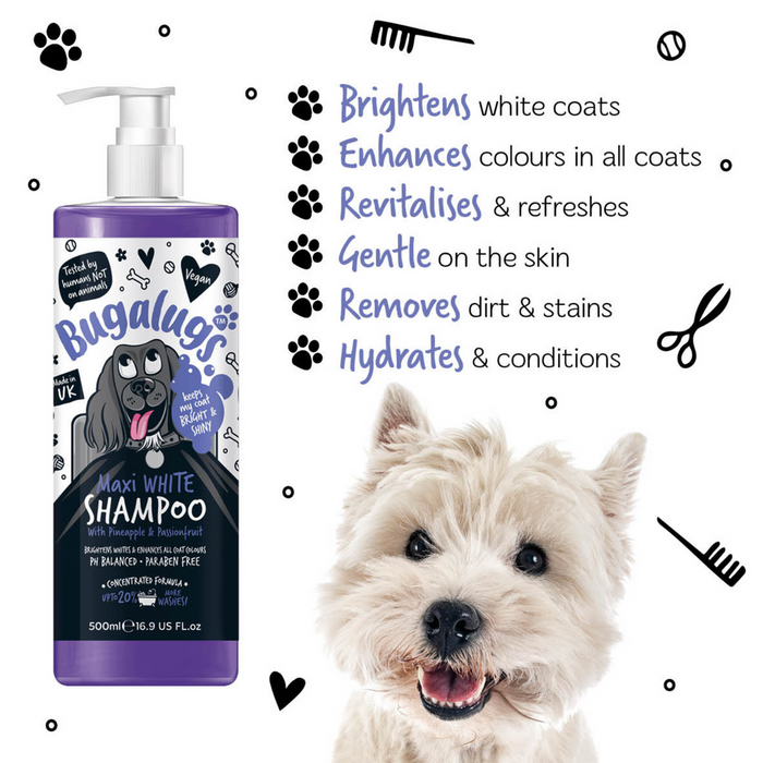 Bugalugs Maxi White Whitening Dog Shampoo with Pineapple & Passionfruit