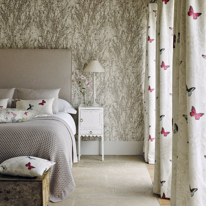 Meadow Canvas Gilver/Linen Wallpaper