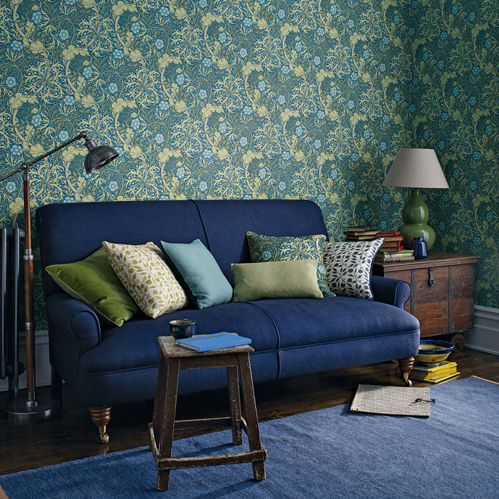 Morris & Co Morris Seaweed Cobalt/Thyme Wallpaper