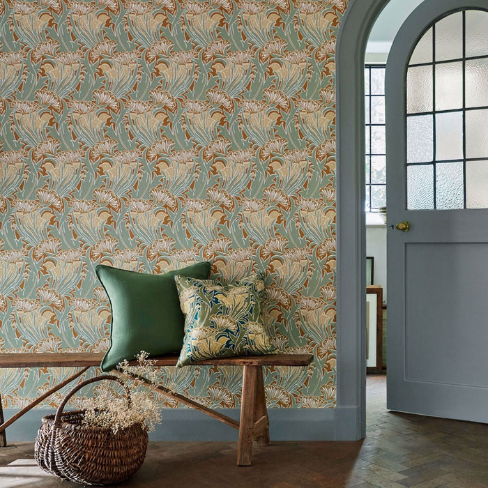 Morris & Co Laceflower Tobacco/Pistachio Wallpaper