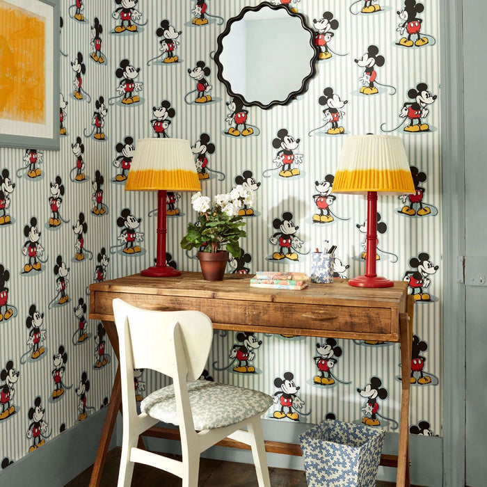 Mickey Stripe Sea Salt Wallpaper