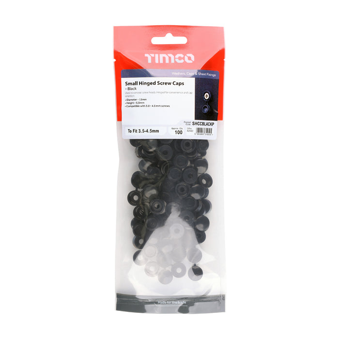 Timco Small Hinged Screw Cap - Black To fit 3.0 to 4.5 Screw - 100 PCS