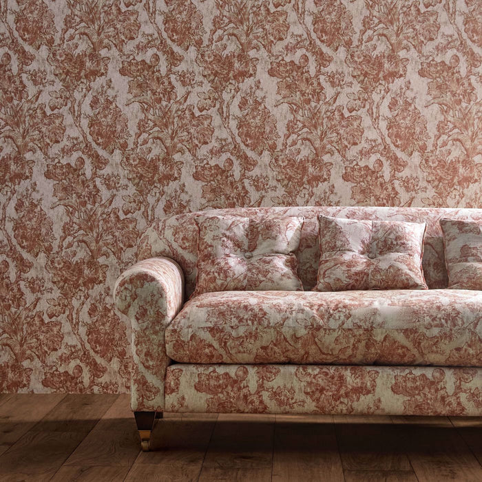 Fringed Tulip Toile Putty Wallpaper