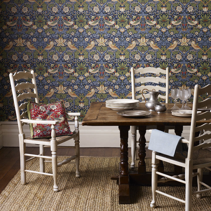 Morris & Co Strawberry Thief Indigo/Mineral Wallpaper