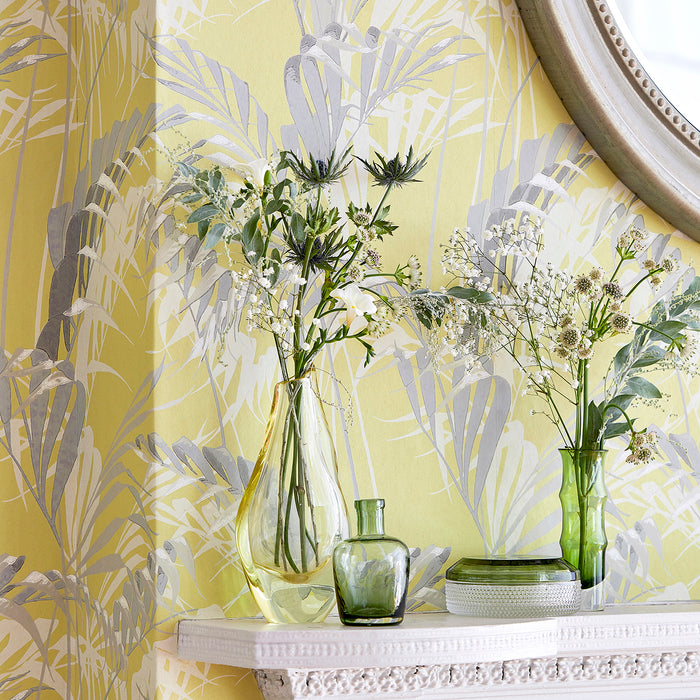 Palm House Chartreuse/Grey Wallpaper