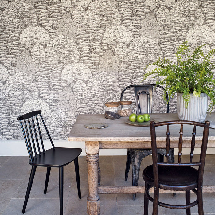 Woodland Toile Ivory/Charcoal Wallpaper