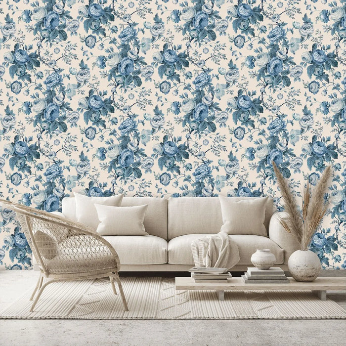 Laura Ashley Uffington Roses Wallpaper - 140324 - Dark Seaspray