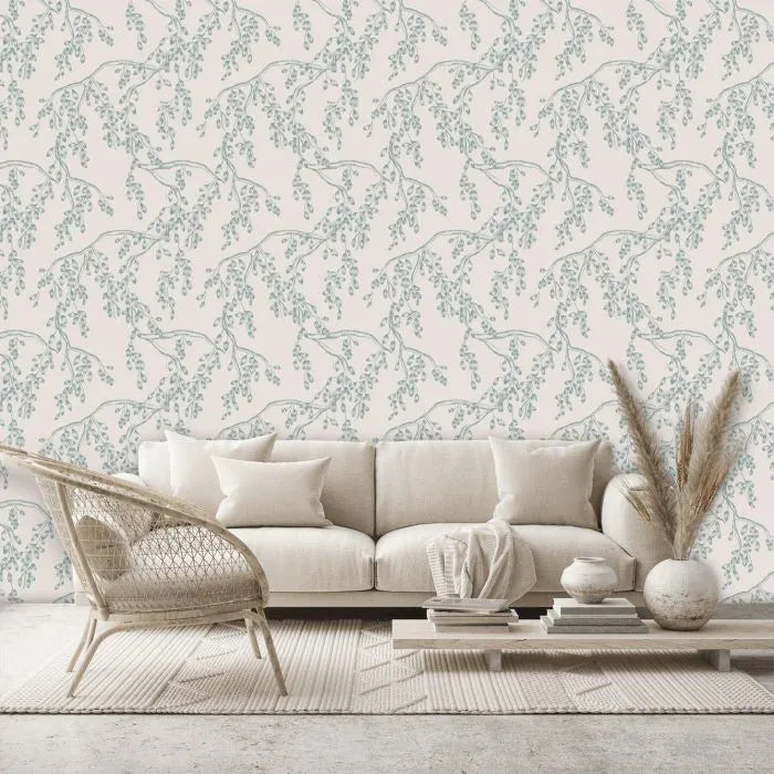 Laura Ashley Rainham Willow Wallpaper - 140334 - Newport Bliue