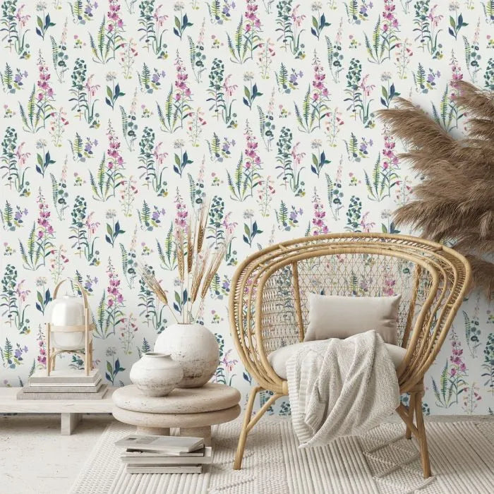 Laura Ashley Meadowvale Sprigs Wallpaper - 127401 - Violet