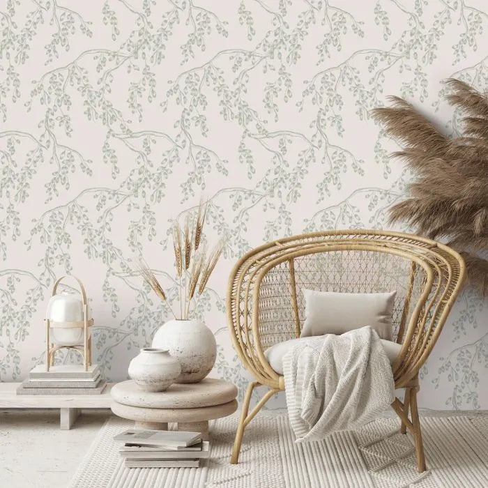 Laura Ashley Rainham Willow Wallpaper - 140333 - Sage