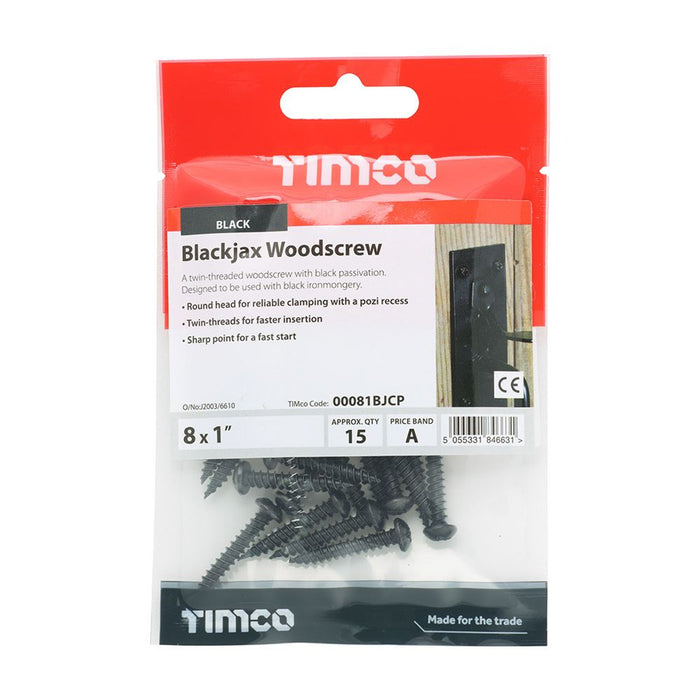 Timco Blackjax Woodscrew PZ2 RND - 6 x 1 15 PCS