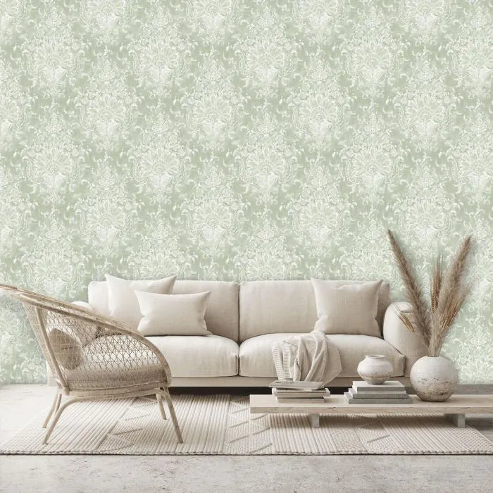 Laura Ashley Maddox Wallpaper - 130105 - Sage Green