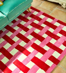 Harlequin Basket Weave Rug Coral/Rose