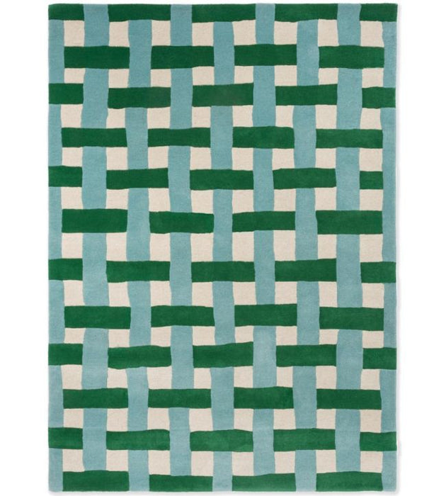 Harlequin Basket Weave Rug Emerald/Aquamarine