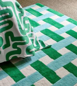 Harlequin Basket Weave Rug Emerald/Aquamarine