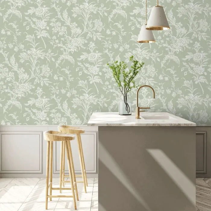 Laura Ashley Lloyd Wallpaper - 130116 - Sage Green