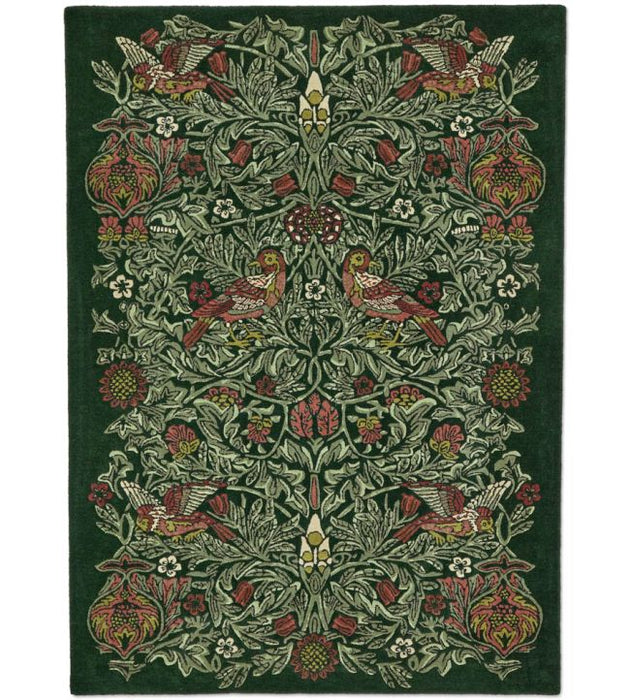 Morris & Co Oak Rug Bird Tump Green