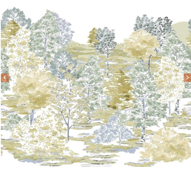 Laura Ashley Bernwood Mural Wallpaper - 130117FXST - Ochre Yellow