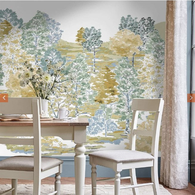 Laura Ashley Bernwood Mural Wallpaper - 130117FXST - Ochre Yellow